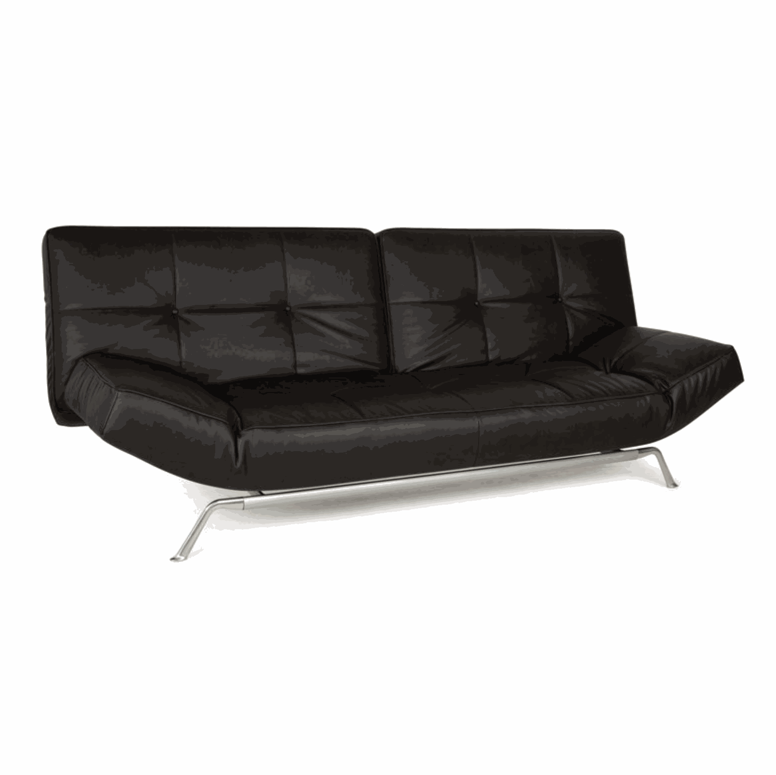Lignet Roset Schlafsofa Smala aus schwarzem Leder mit verstellbaren Arm- und Rückenlehnen, modernes Design von Pascal Mourge