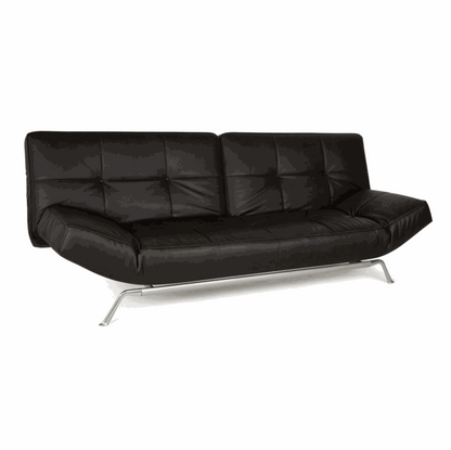 Lignet Roset Schlafsofa Smala aus schwarzem Leder mit verstellbaren Arm- und Rückenlehnen, modernes Design von Pascal Mourge