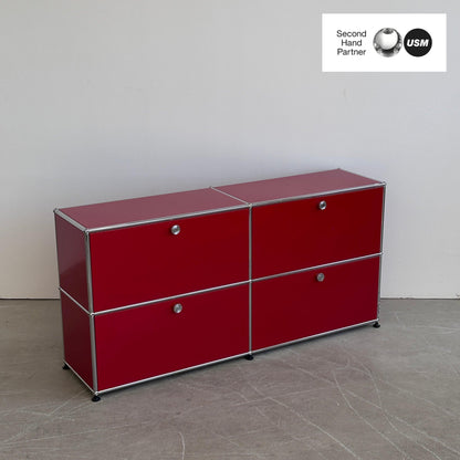 USM Haller Sideboard 2x2 Rubinrot 4 Klappen