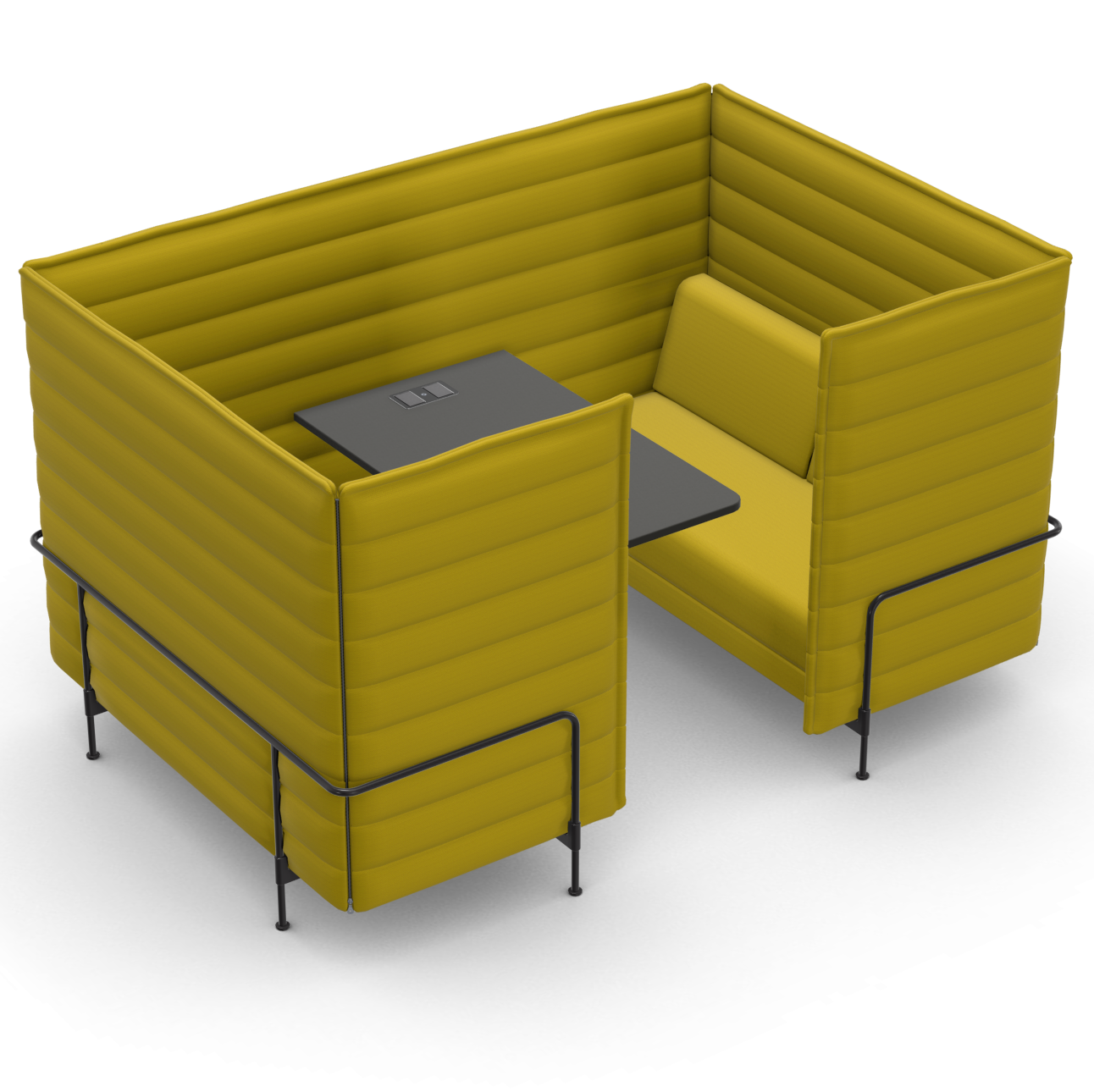 Vitra Alcove Cabin Highback mit Arbeitsplatte gelb