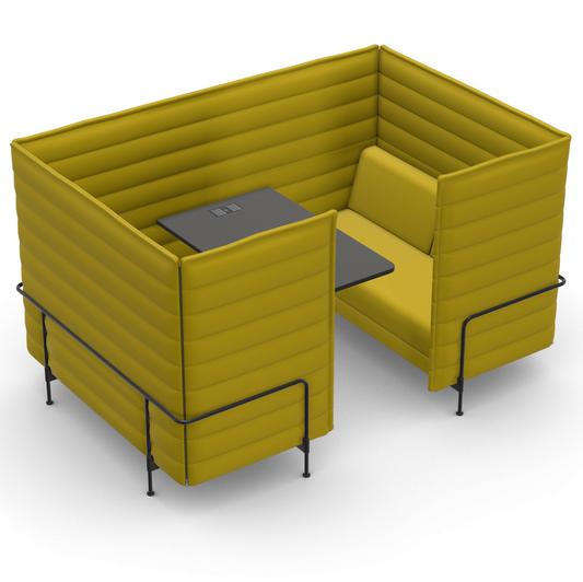 Vitra Alcove Cabin Highback mit Arbeitsplatte gelb