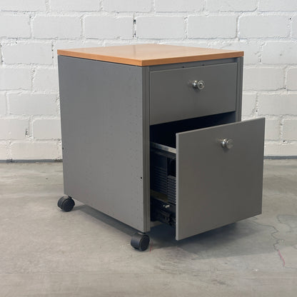 Rollcontainer Silber/Holz 2 [AKTION -100€]