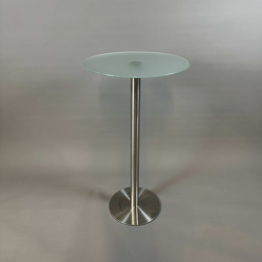 Parisotto Stehtisch Roma Alto mit satinierter Glasplatte und Edelstahlgestell, rund, modern, Maße 110 x 60 cm