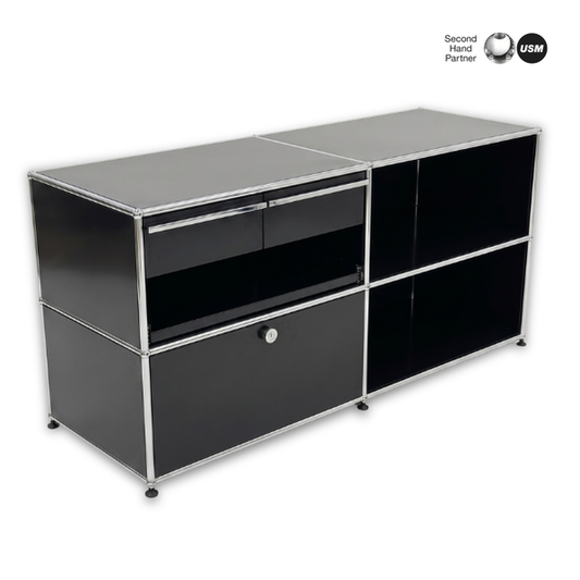 USM Haller Sideboard 2x2 schwarz 50cm Tiefe
