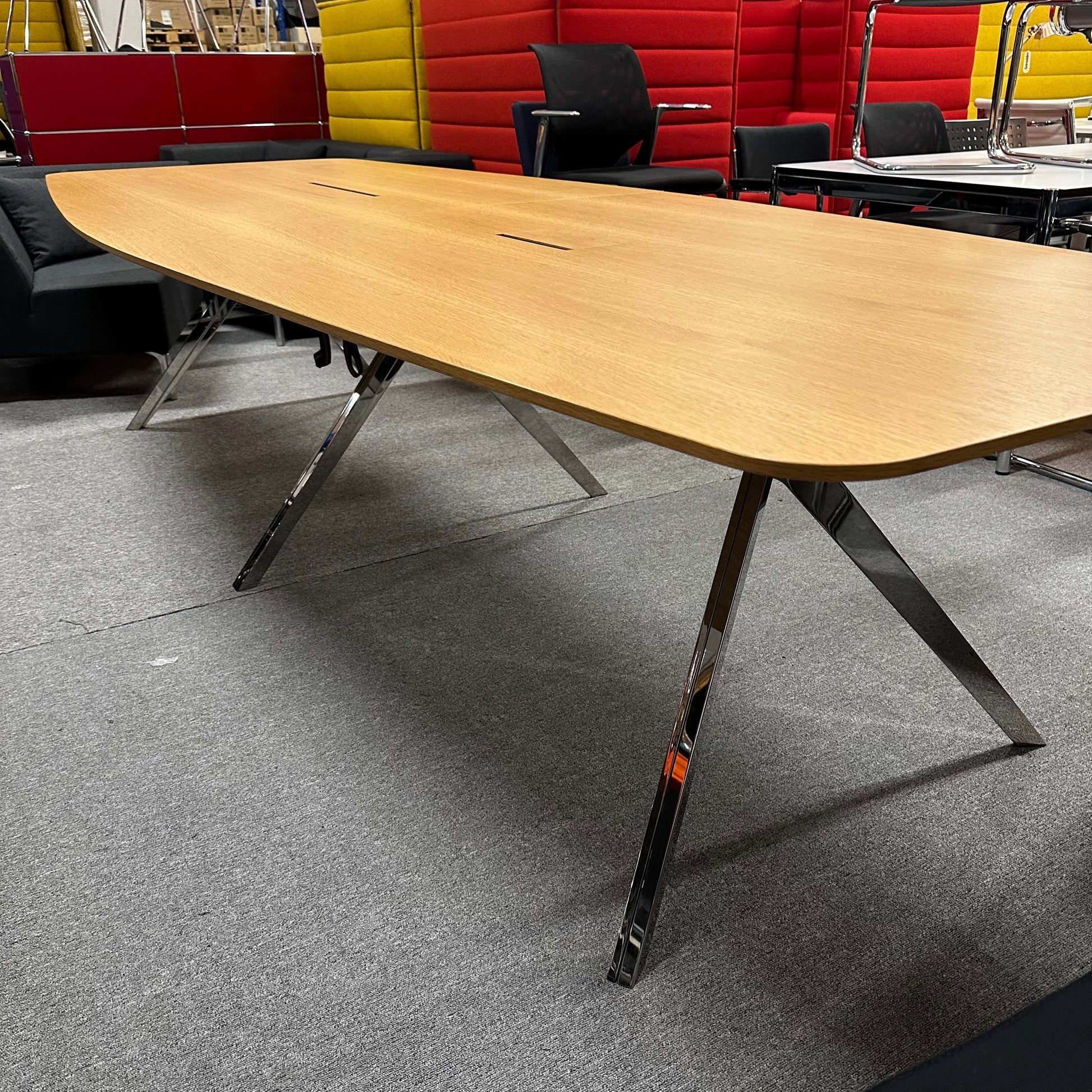 Renz Konferenztisch large wooden conference table 320x120cm with metal legs in office setting