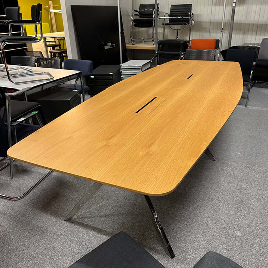 Renz Konferenztisch large wooden conference table 320x120cm with metal legs in office setting