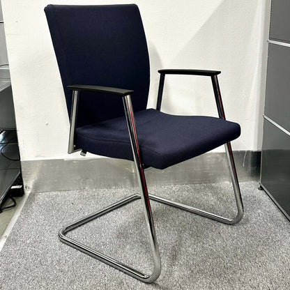 Sedus Freischwinger ergonomic cantilever office chair with black fabric seat and chrome frame