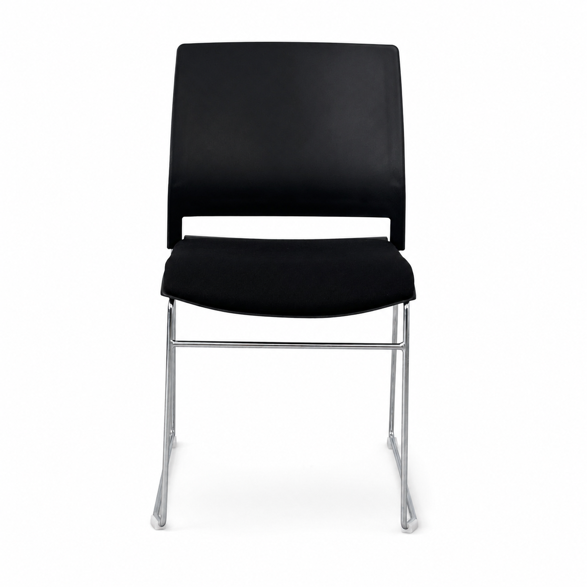 Stapelstuhl schwarz/Chrom gepolstert