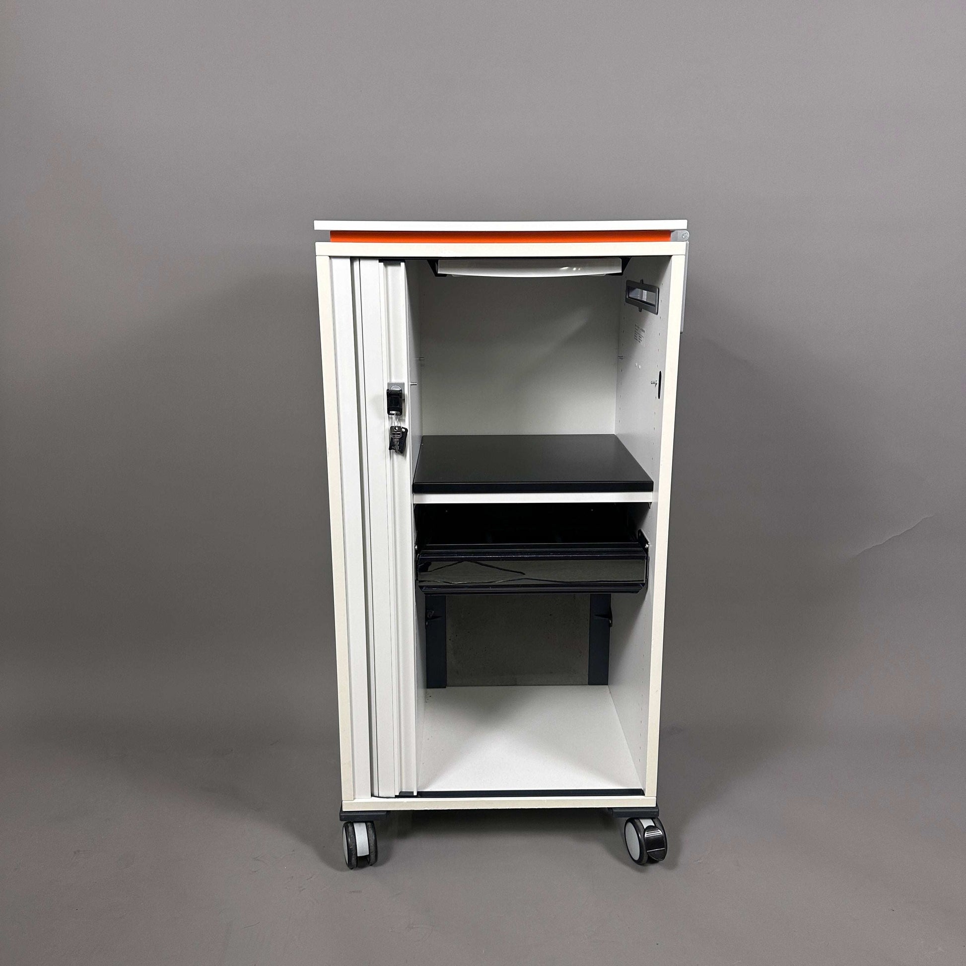 Steelcase Aktencaddy Rollschrank Moby 2 weiß orange 107x51x43 cm mit Rollen und abschließbar