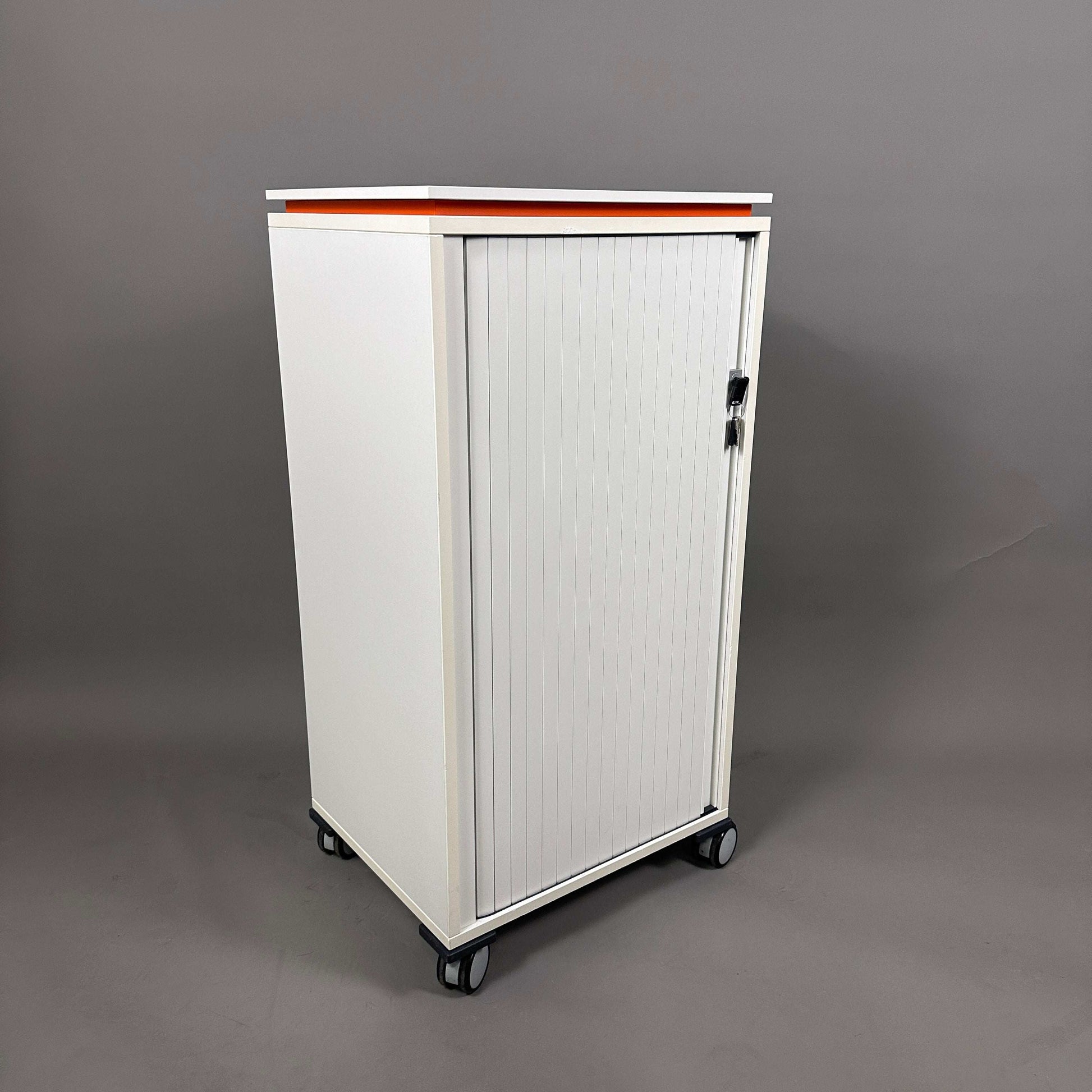 Steelcase Aktencaddy Rollschrank Moby 2 weiß orange abschließbar mit Briefeinwurf auf Rollen 107x51x43 cm