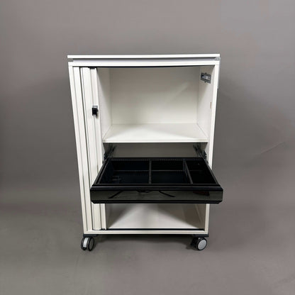 Steelcase Aktencaddy Rollschrank Moby 2 weiß mit offene Schublade und Rollen