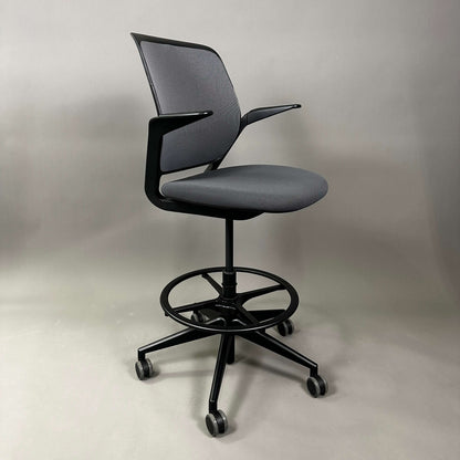 Steelcase Cobi adjustable black frame office chair with graphite fabric seat and mesh backrest on casters