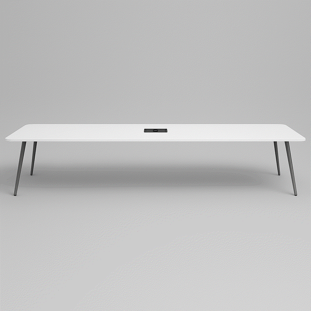 Steelcase Konferenztisch Potrero 415 Light Table 350x92 cm weiß mit anthrazitgrauem Metallgestell und integriertem Media Kit