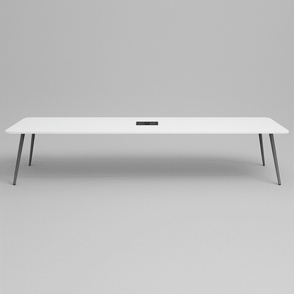 Steelcase Konferenztisch Potrero 415 Light Table 350x92 cm weiß mit anthrazitgrauem Metallgestell und integriertem Media Kit