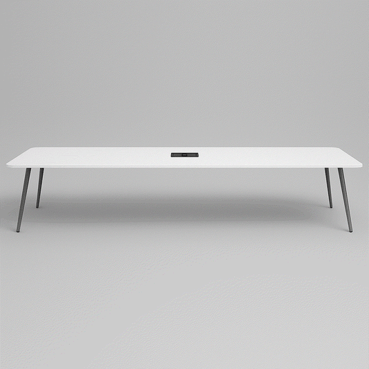 Steelcase Konferenztisch Potrero 415 Light Table 350x92 cm weiß mit anthrazitgrauem Metallgestell und integriertem Media Kit