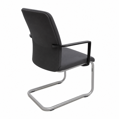 Steelcase Northside Freischwinger-Besprechungsstuhl in Dunkelgrau mit silbernem Gestell