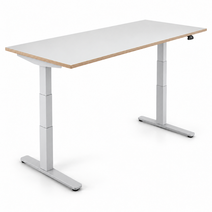 Elektrisch höhenverstellbarer Steelcase Migration Schreibtisch, 180x90cm, weiße Tischplatte mit Multiplexkante.