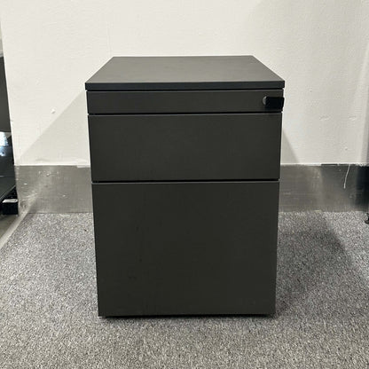 Steelcase Rollcontainer mobile anthracite wood office storage cabinet