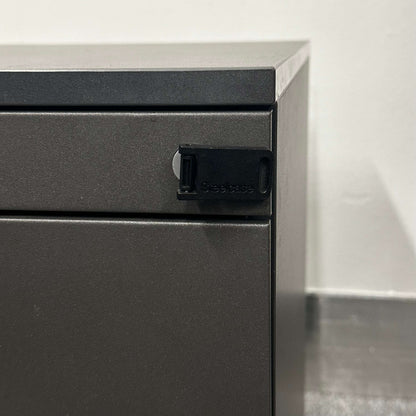 Steelcase Rollcontainer anthracite wood mobile storage unit with lock, 42x56x60cm