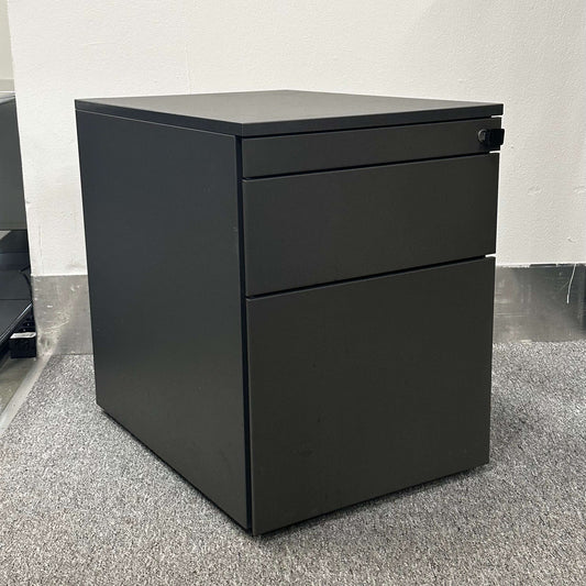 Steelcase Rollcontainer mobile office storage unit anthracite wood finish compact design