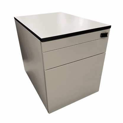 Steelcase Rollcontainer white with black edge, compact office storage unit, 42x51x59cm