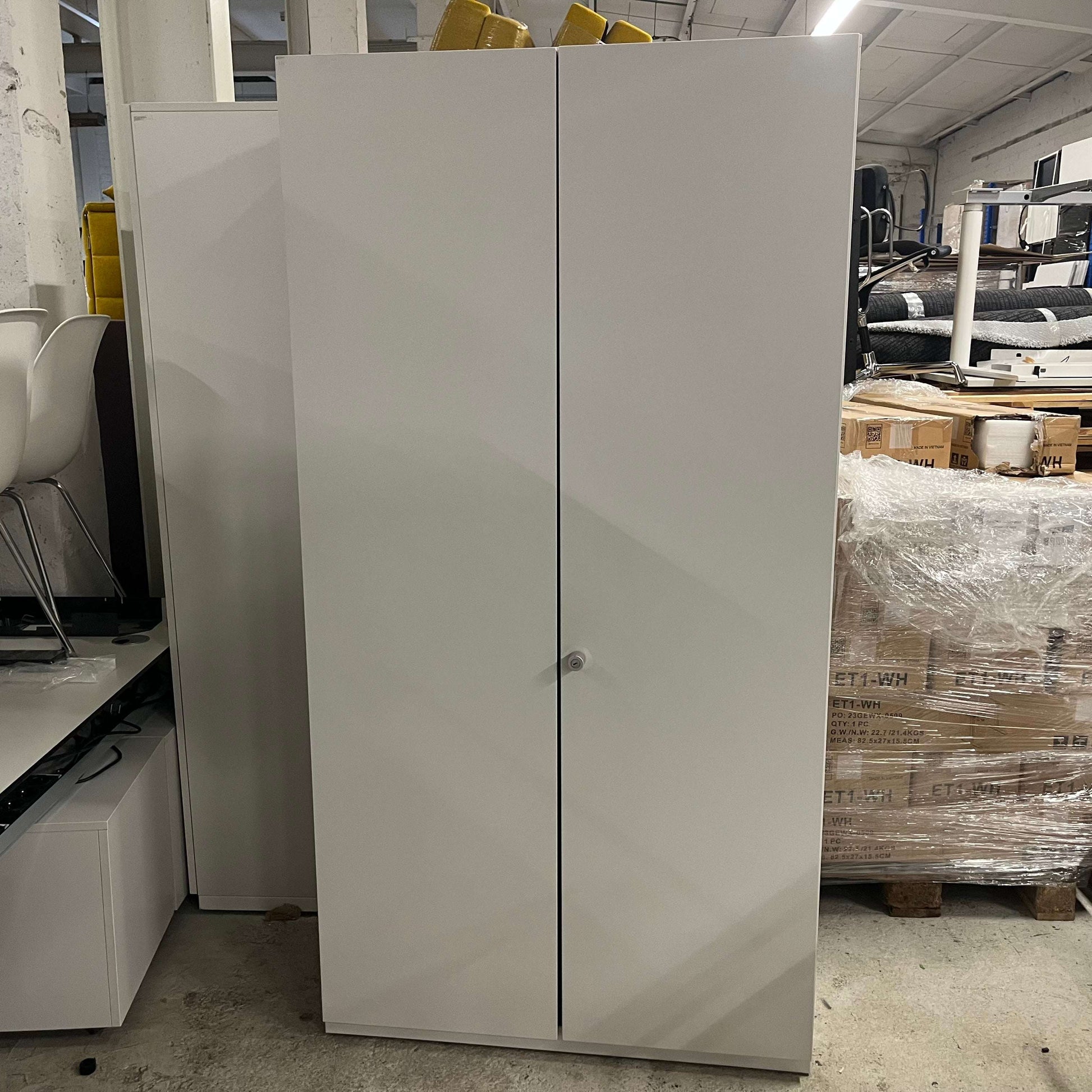 Steelcase Schrank gray storage cabinet with black shelves and wardrobe, size 100x191x46 cm in warehouse