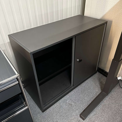 Anthracite Steelcase Sideboard 2OH wooden storage cabinet with one door and open compartment, dimensions 100x79x44 cm