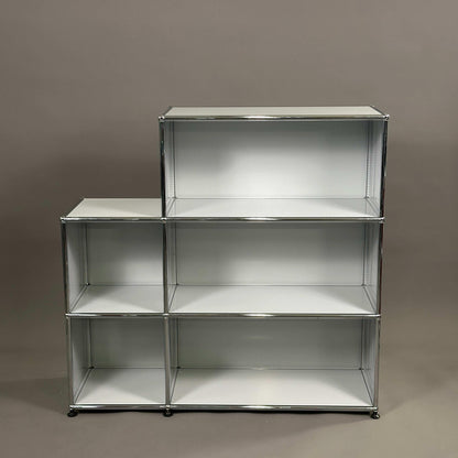 USM Haller Highboard 2x3 lichtgrau mit offenen Fächern und verchromtem Gestell