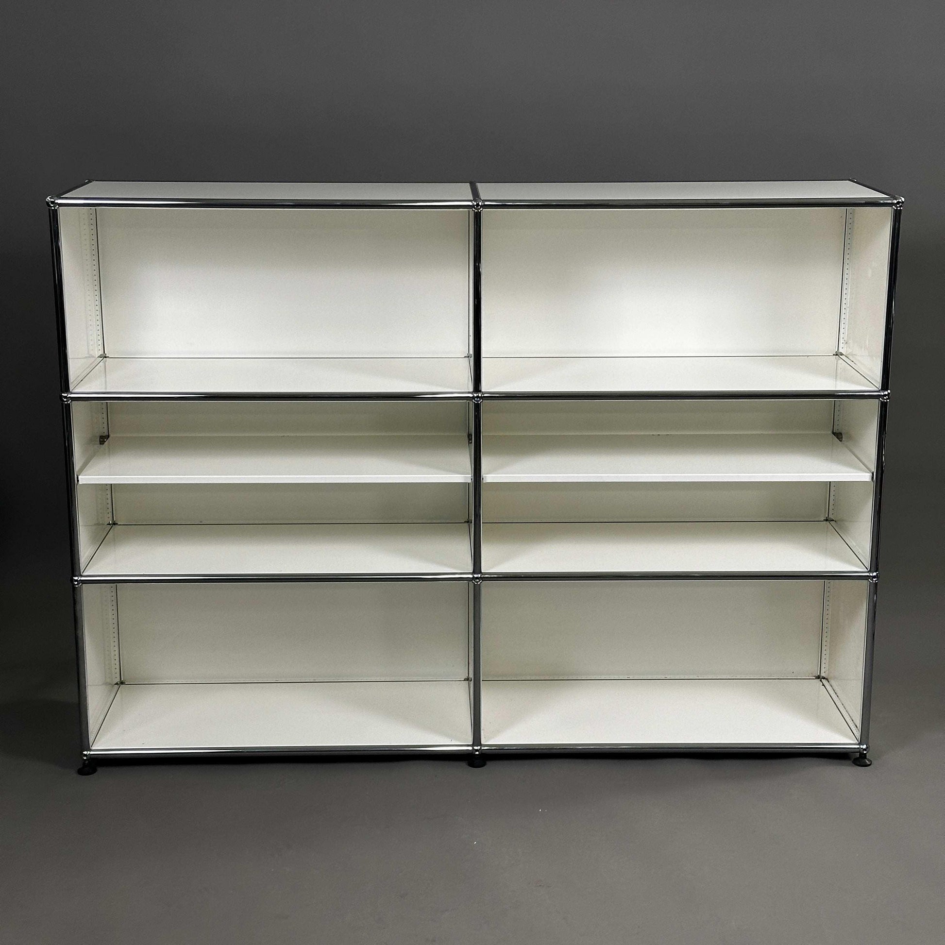 USM Haller Highboard 2x3 weiß mit Zwischentablar, 153x109x38 cm, modernes modulares Design