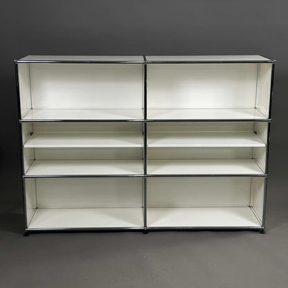 USM Haller Highboard 2x3 weiß mit Zwischentablar, 153x109x38 cm, modernes modulares Design