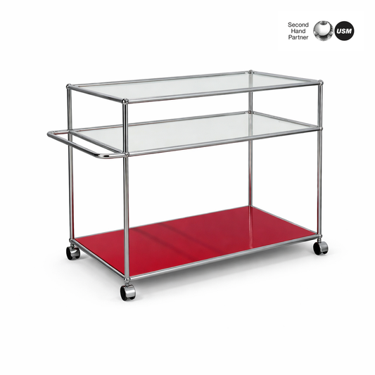 USM Haller Barwagen / Servierwagen rubinrot