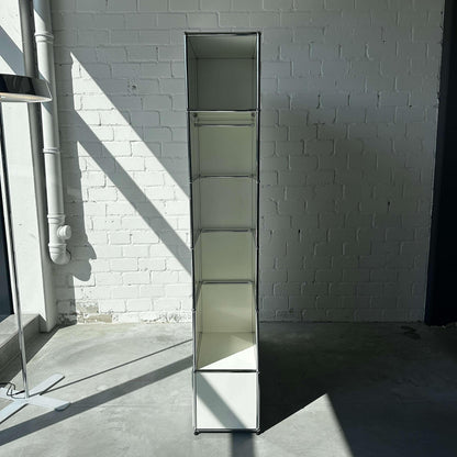 USM Haller Garderobe weiß 2x6 Regal mit Kleiderstange und offener Ablage, 214x127x38cm