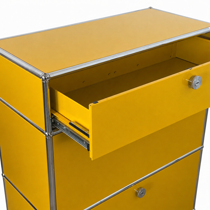 USM Haller Highboard 1x3 goldgelb Klappen + Auszug