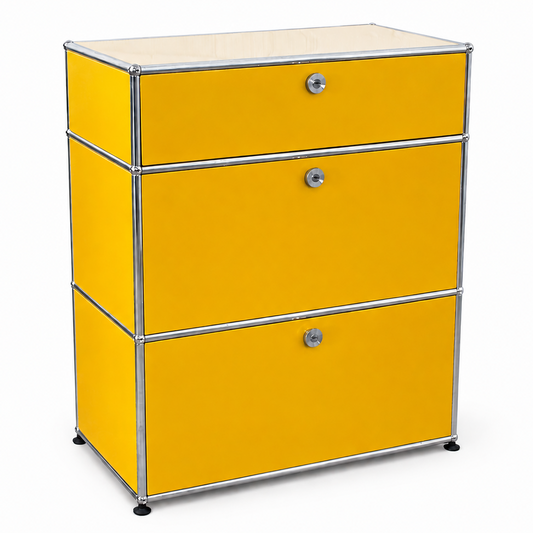 USM Haller Highboard 1x3 goldgelb Klappen + Auszug