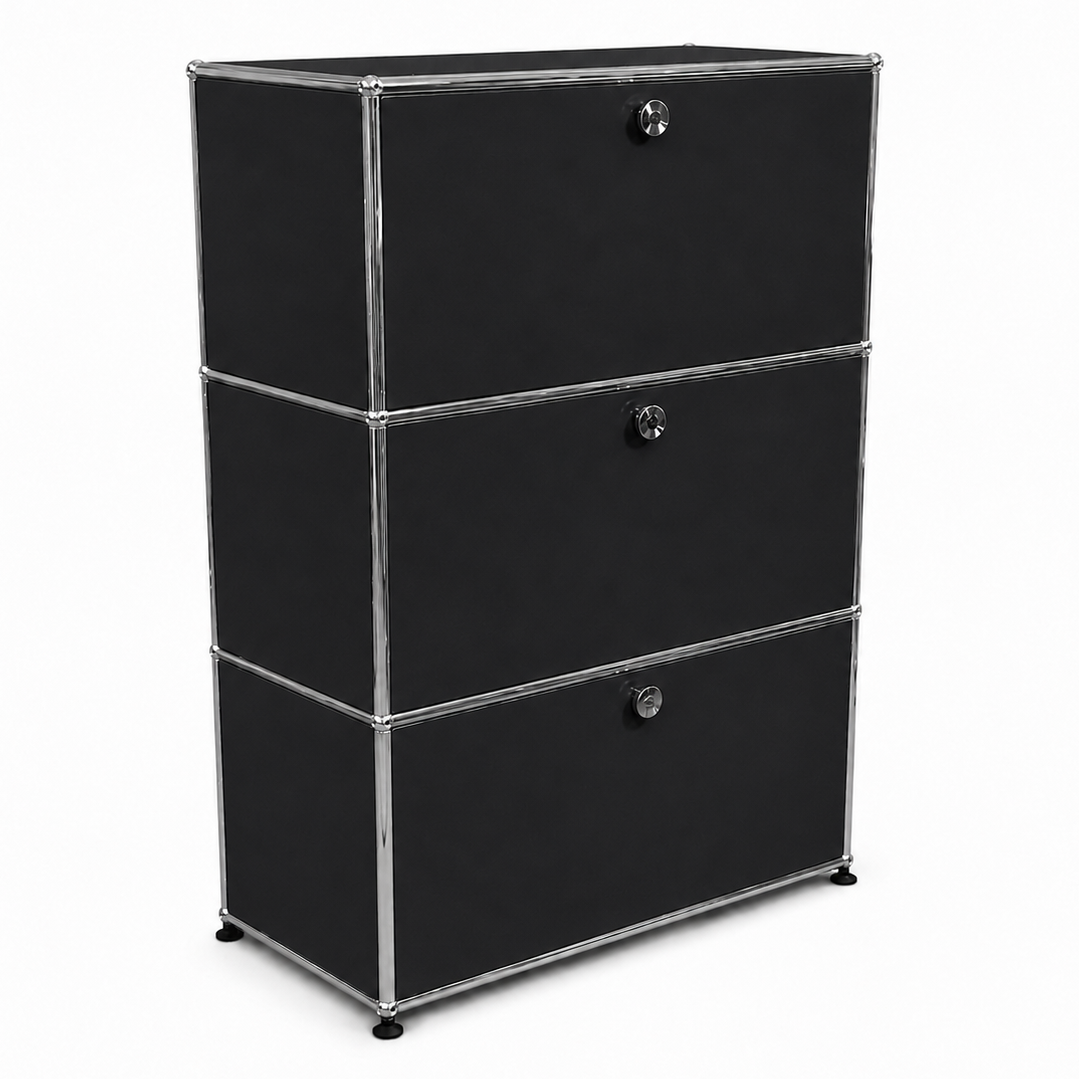 USM Haller Highboard 1x3 schwarz 3 Klappen