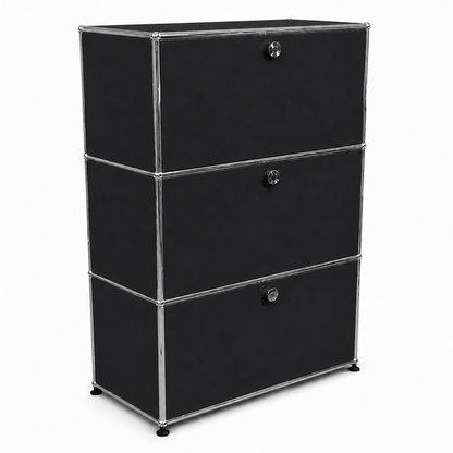 USM Haller Highboard 1x3 schwarz 3 Klappen
