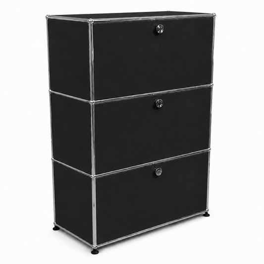 USM Haller Highboard 1x3 schwarz 3 Klappen