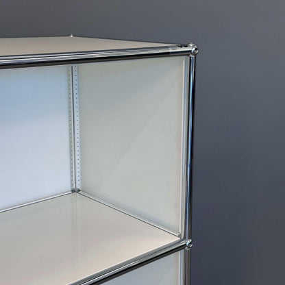 USM Haller Highboard weiß 1x3 mit Klapptür 50 cm breit minimalistisches Design chromrahmen