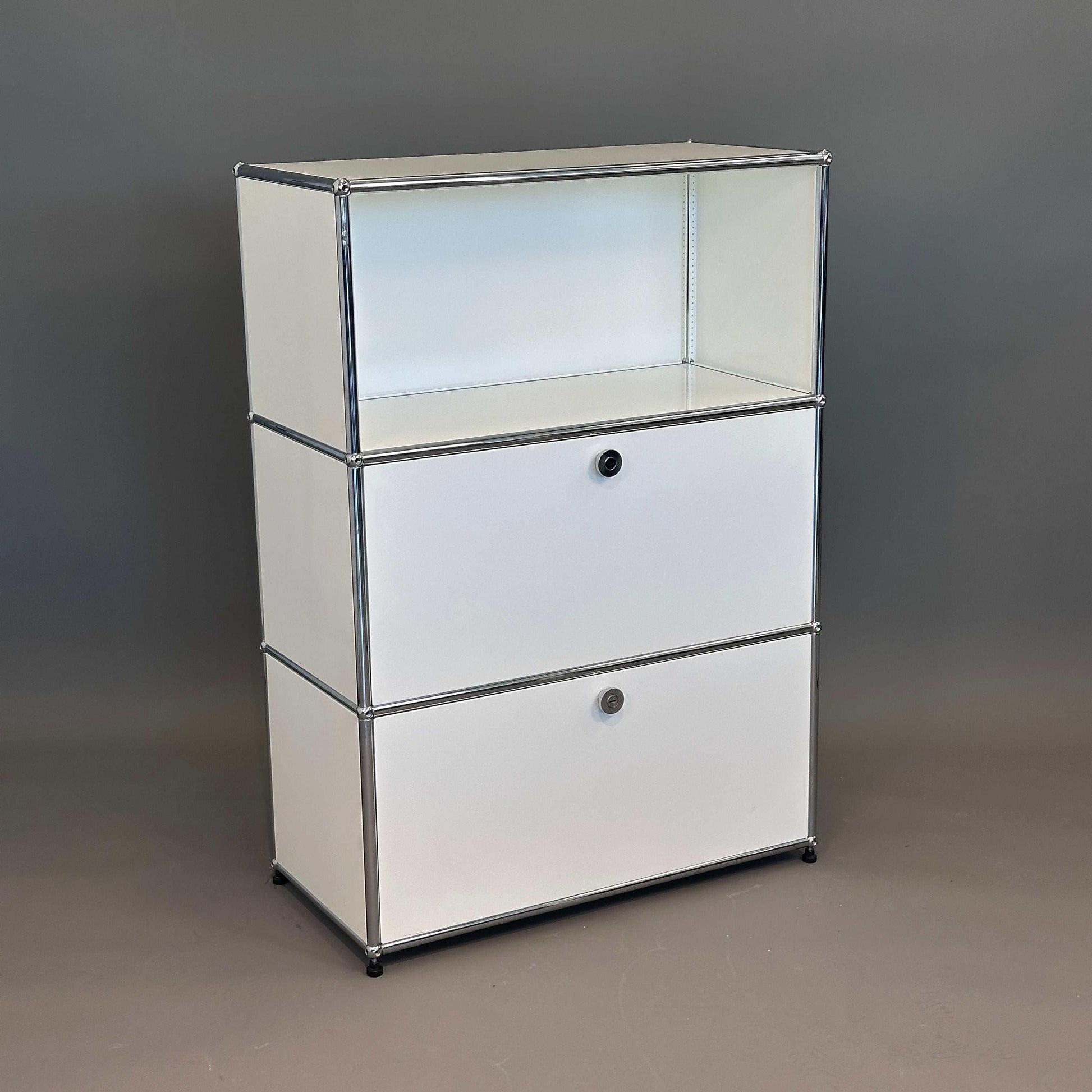 USM Haller Highboard 1x3 weiß mit 2 Klappen modern minimalistisches Design 109x78x38 cm