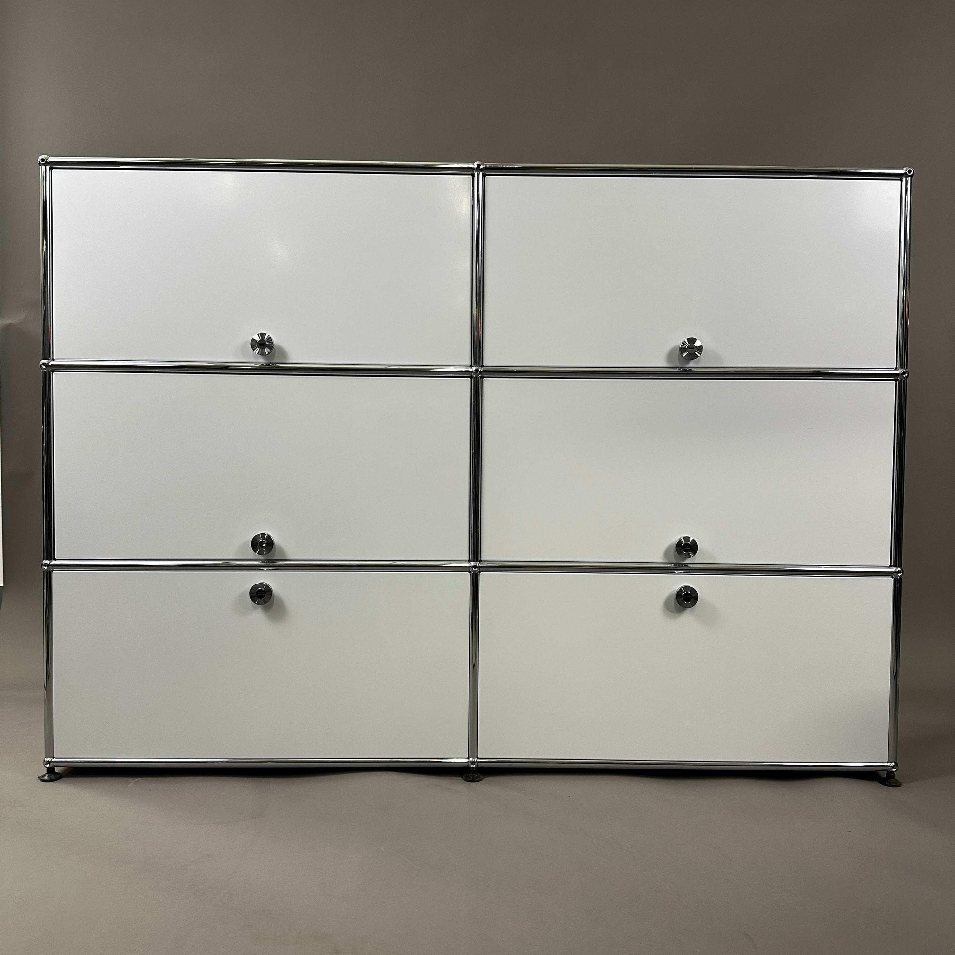 USM Haller Highboard 2x3 lichtgrau mit 4 Einschüben und 2 Klappen, 152x109x38 cm, modernes Design