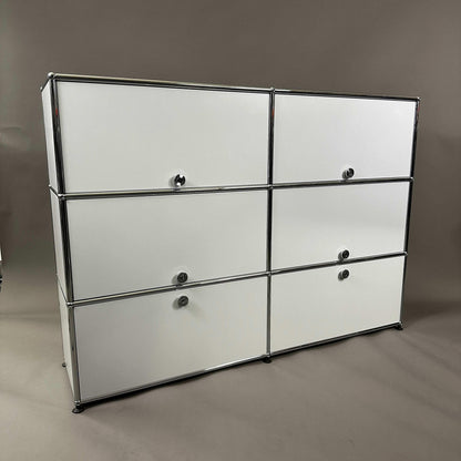 USM Haller Highboard 2x3 lichtgrau mit 4 Einschüben und 2 Klappen, 152x109x38 cm