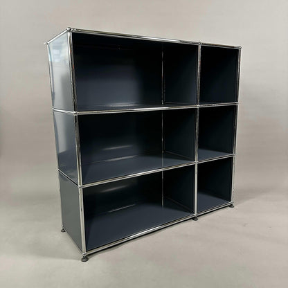 USM Haller Highboard 2x3 offen anthrazitgrau, modernes Stahlregal in Top Zustand, 112x109x38 cm