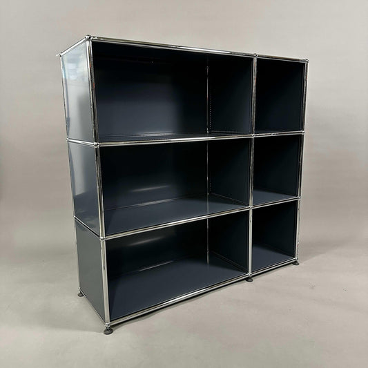 USM Haller Highboard 2x3 offen anthrazitgrau, modernes Stahlregal in Top Zustand, 112x109x38 cm