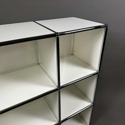 USM Haller Highboard 2x3 offen in reinweiß, modernes Stahlrahmen-Regal in Top Zustand, Maße 112x109x38 cm
