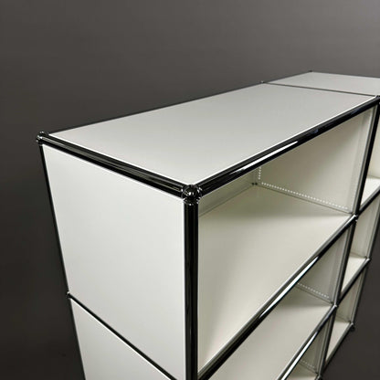 USM Haller Highboard 2x3 offen in reinweiß mit verchromtem Gestell, 112x109x38 cm, Top Zustand