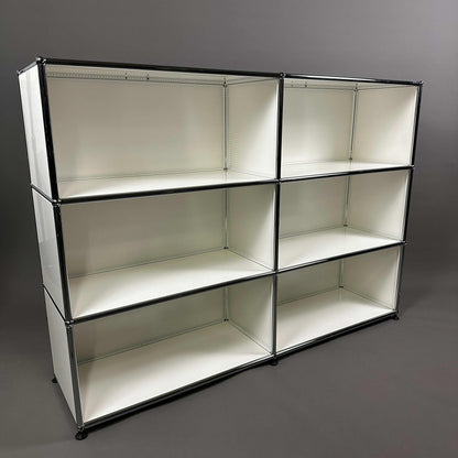 USM Haller Highboard 2x3 offen in reinweiß mit sechs Fächern, modernes Design, nahezu neuwertig