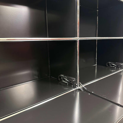 USM Haller Highboard 2x3 in Graphitschwarz mit vier Softclose Klappen und Chromrahmen in sehr gutem Zustand