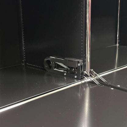 USM Haller Highboard 2x3 schwarz mit 4 Softclose Klappen und Chromdetails in Graphitschwarz