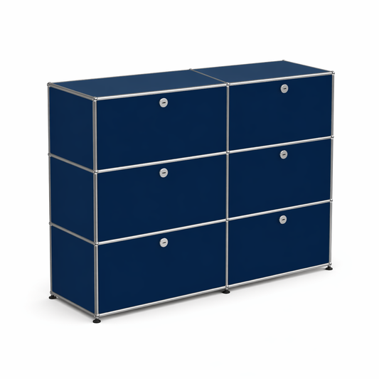USM Haller Highboard 2x3 stahlblau 6 Klappen