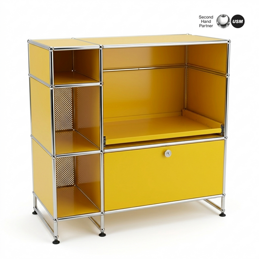 USM Haller Highboard 2x4 goldgelb 1 Klappe 50cm Tiefe